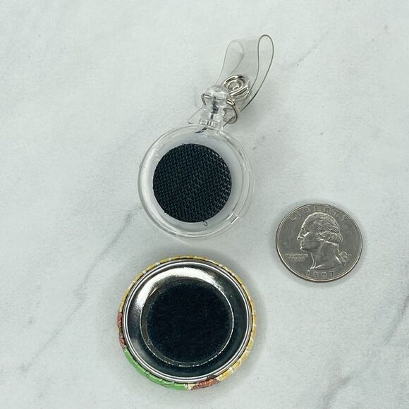 Bee Happy Flower Clip Retractable Reel School Work Badge ID Holder - Picture 4 of 8